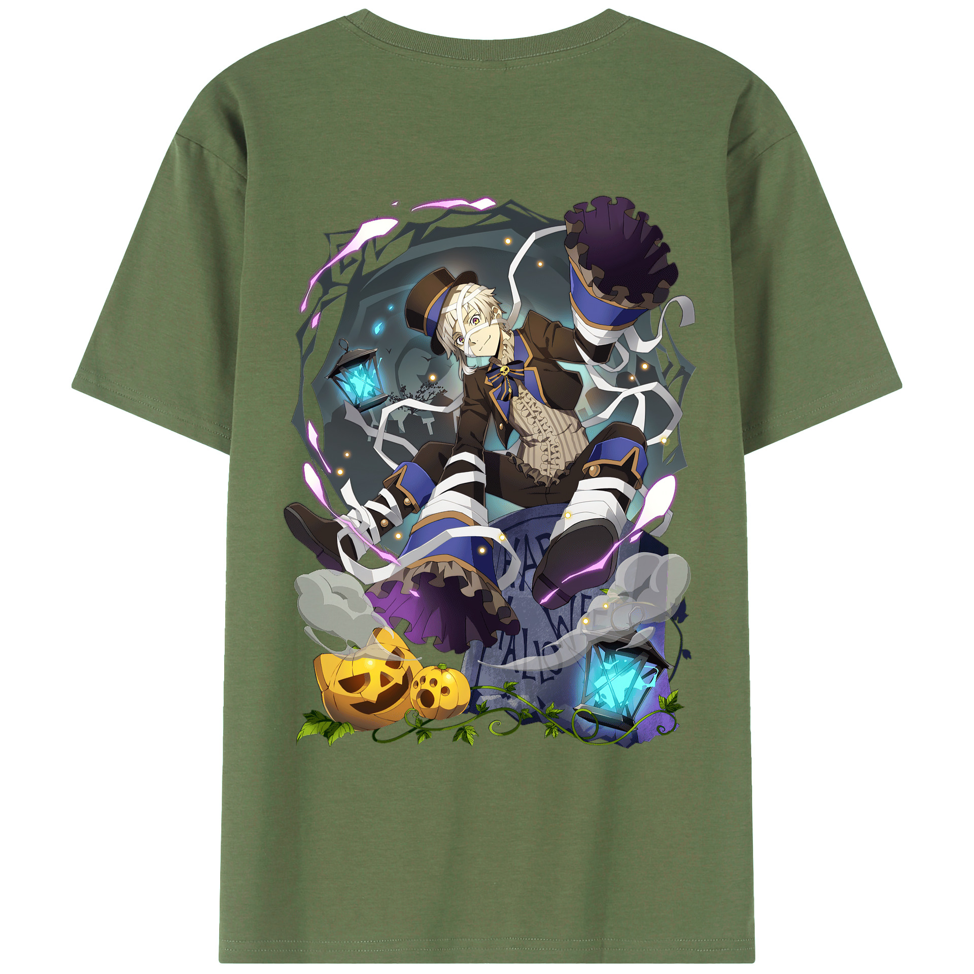 （画像用） 文豪ストレイドッグス Bungo Stray Dogs 綿100％ メンズ半袖Tシャツ（バックプリント） 通気性